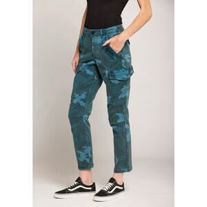 Current/Elliot Bayonette Slim Cargo Pants Storm Blue Camo Boho Y2K Womens 28